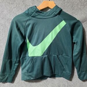 Nike Dri-FIT Kids Hoodie Teal Green Lime Swoosh Athletic Sweatshirt Boys Girls